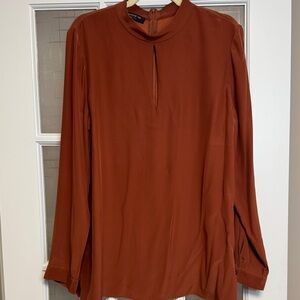 Lafayette 148 New York Rust Keyhole Blouse